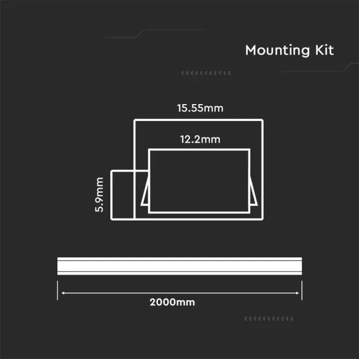 Profil banda led V-TAC Aluminiu 2M 16MM x 7MM SKU-3370