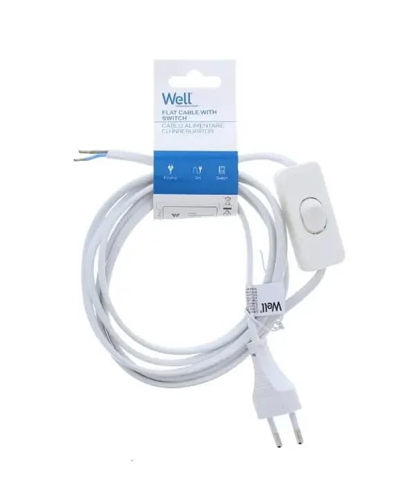 Cablu alimentare cu intrerupator Well Plus Eu plug 2m 5948636022322