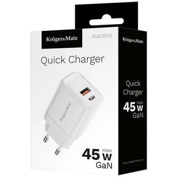Alimentator telefon Kruger&Matz 1xusb a 1x usb c 45w KM0856