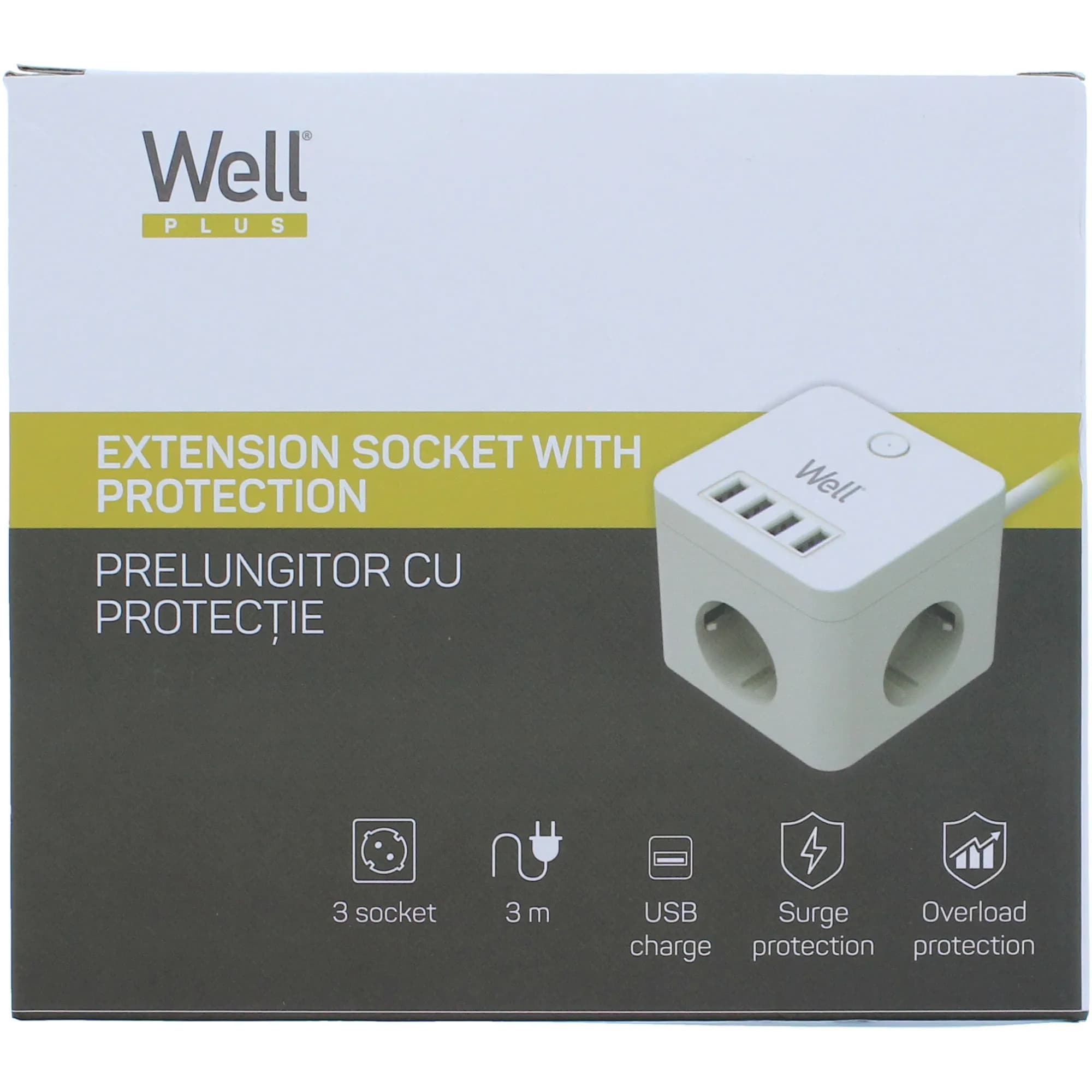 Prelungitor Well Plus EXTS-3S3M-PROT/USB4-WL