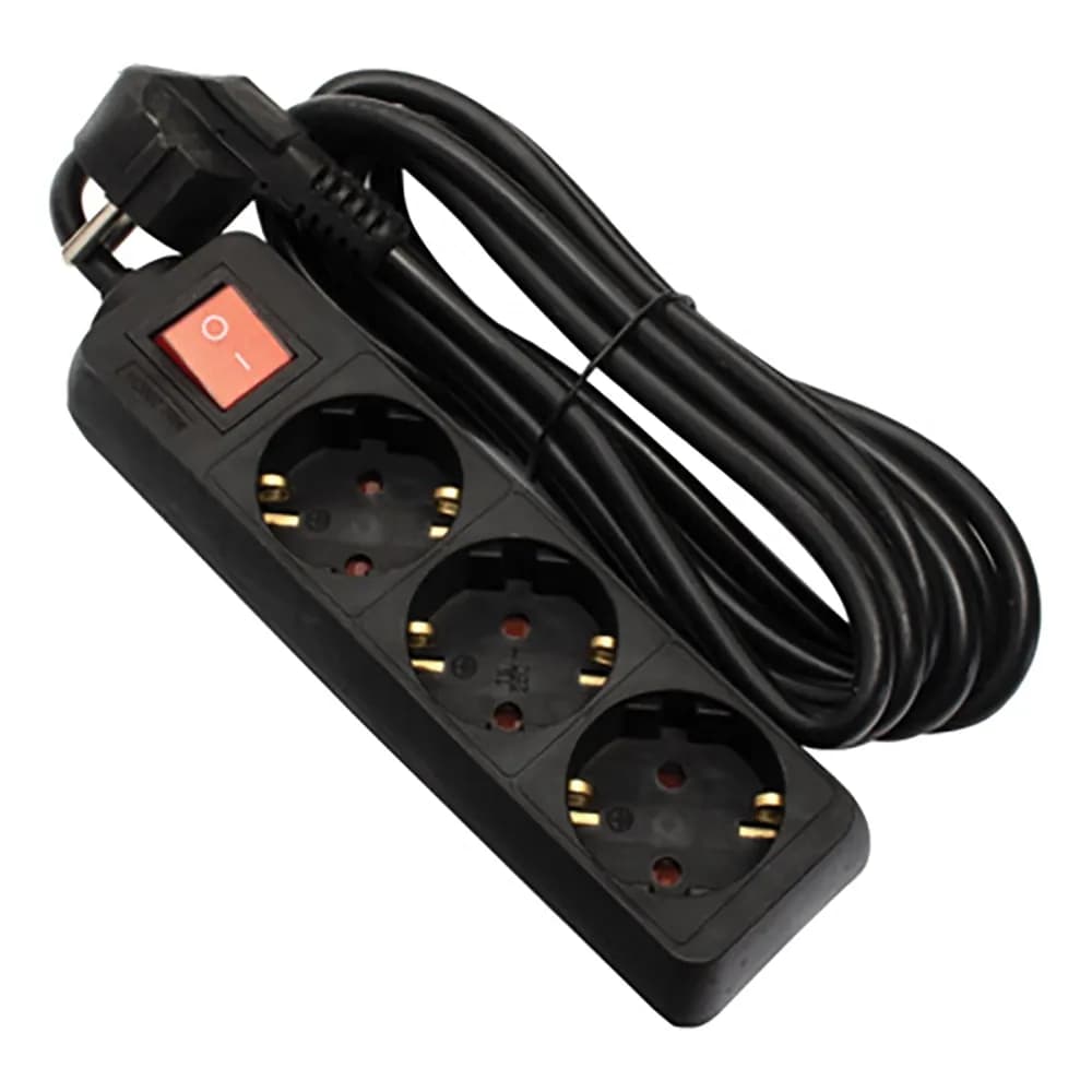Prelungitor Negru Strohm 3m 3p intrerupator 5948833070904