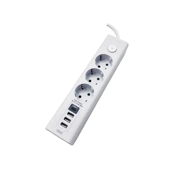 Prelungitor Well Plus Intrerupator + Usb 3p 3m EXTS-3S3M-USB-WL