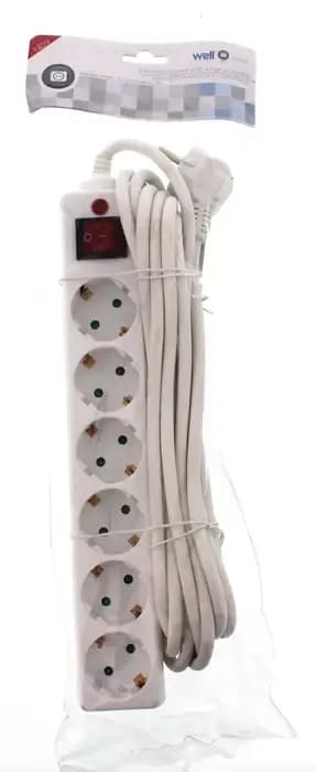 Prelungitor Well Plus Intrerupator + protectie 6p 3m EXTS-6S3M-PROTS-WL