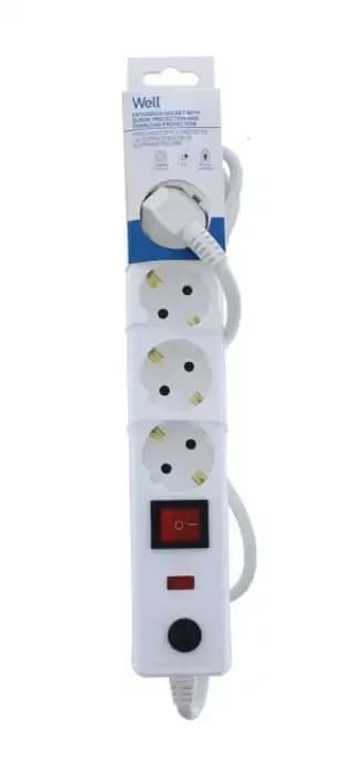 Prelungitor Well Plus Intrerupator + protectie 5p 3m EXTS-5S3M-PROT/05-WL