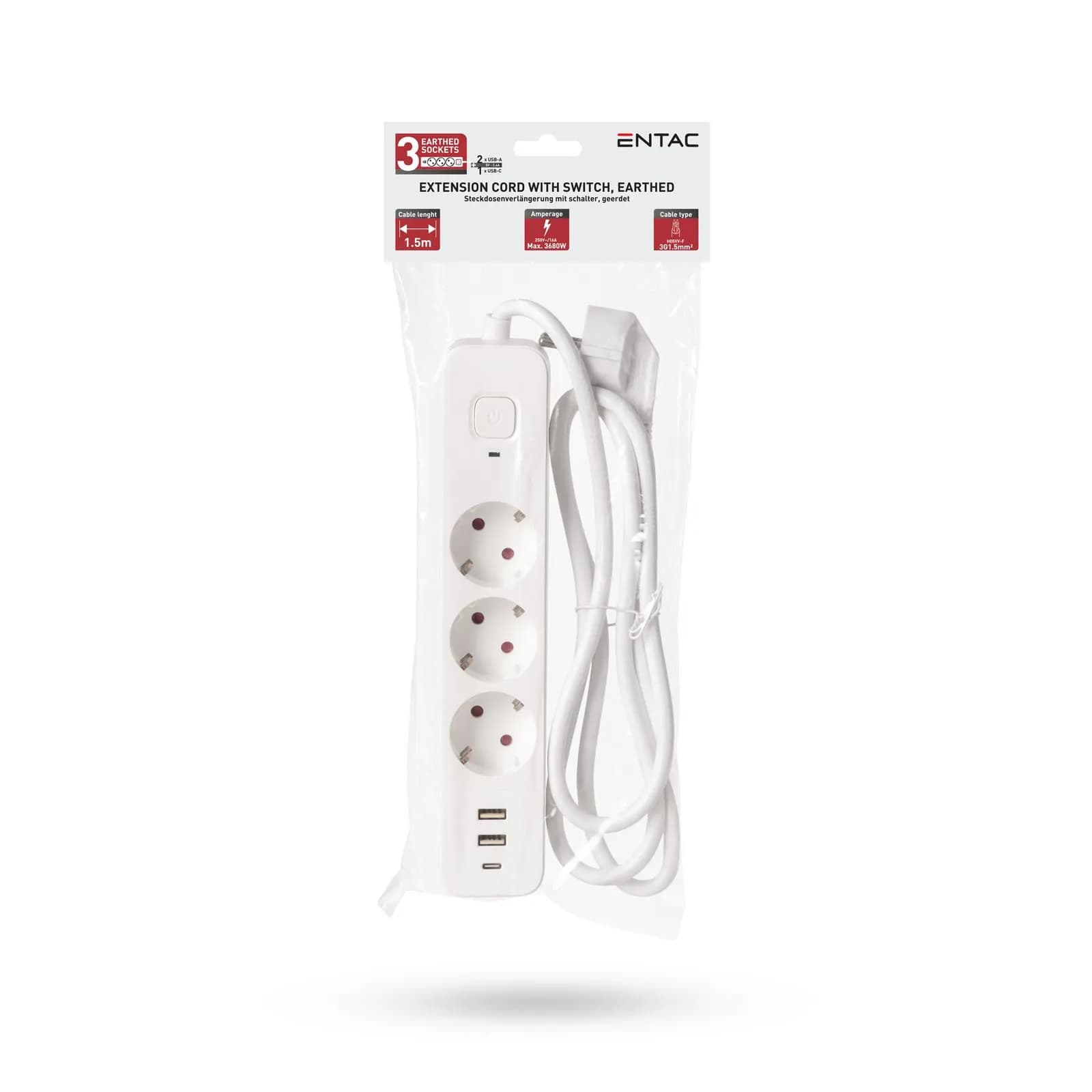 Prelungitor Entac Buton 3p 1.5m 5999097991061