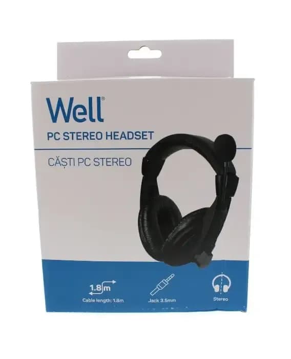 Casti Well HEADSET-S01BK-WL