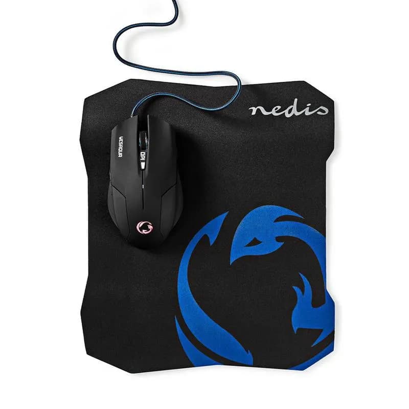 Mouse gaming Nedis GMNP100BK + Mousepad kit