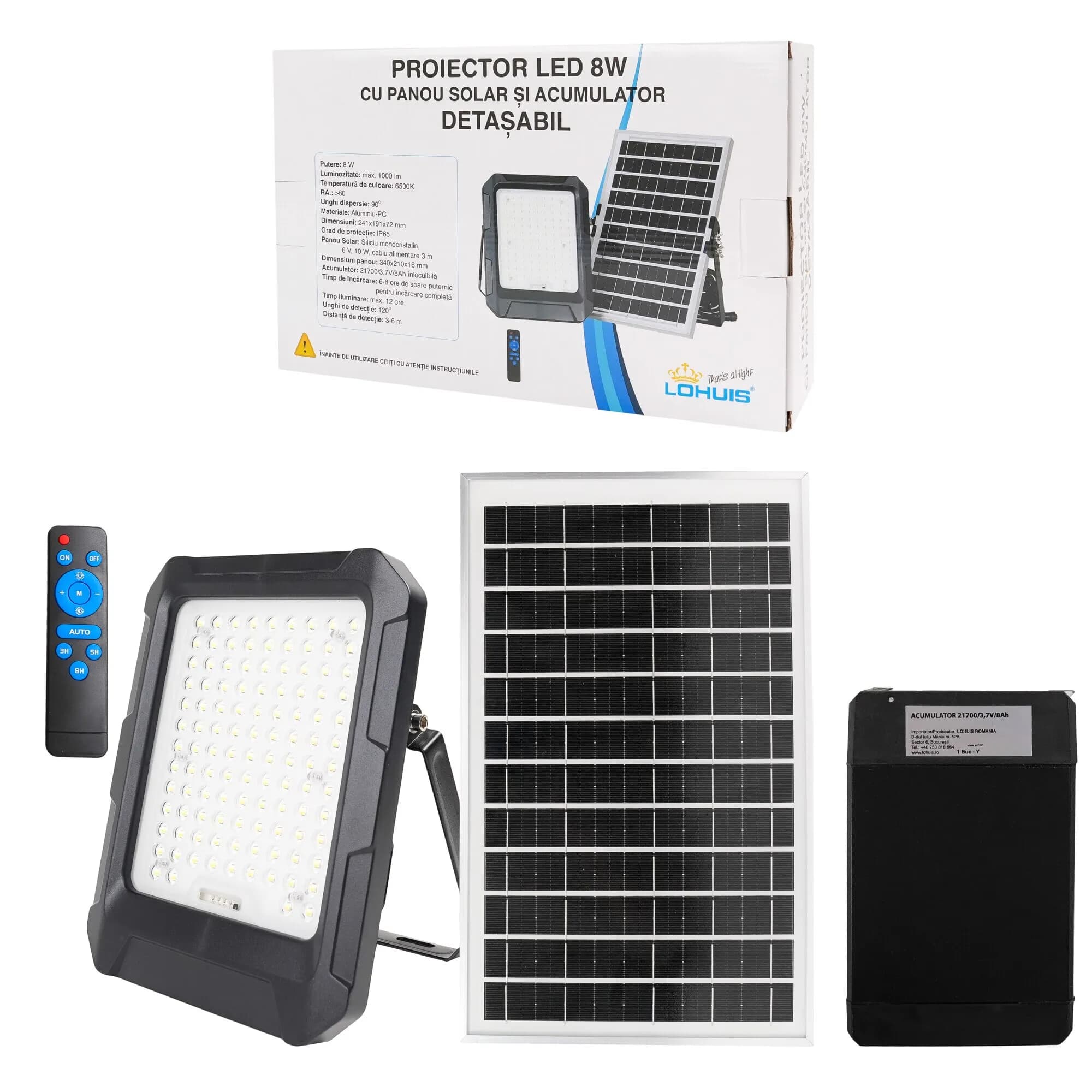 Proiector solar Lohuis Cu Acumulator detasabil 973969778261